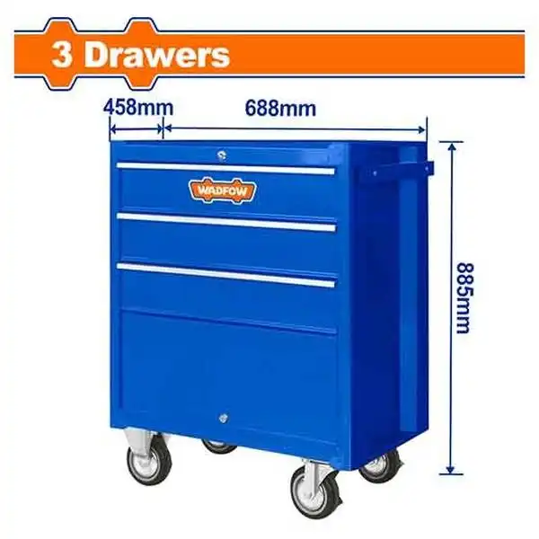 688x458x735mm Tủ đựng đồ nghề có bánh xe 3 ngăn Wadfow WCS2A03