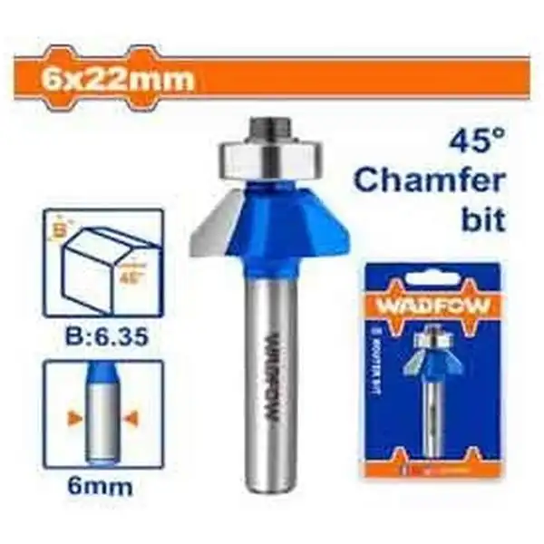 6x22mm Mũi phay gỗ vát 45 độ Wadfow WRG3401