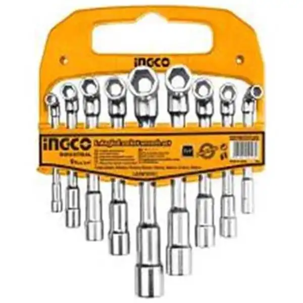 7-19mm Bộ 9 tuýp vặn góc chữ L INGCO LASWT0901