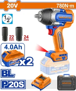 780Nm Máy vặn bu lông dùng pin 20V Wadfow WCD1B78 (2 Pin 4.0Ah, 1 Sạc)
