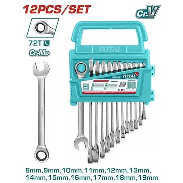 8-19mm Bộ cờ lê vòng miệng tự động 12 chi tiết Total THT102RK0126