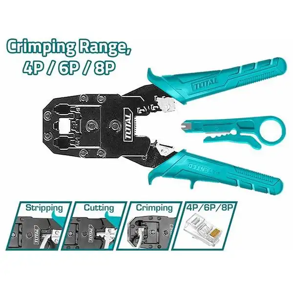 8 inch Kìm bấm đầu dây cáp mạng viễn thông Total TMPC4468P