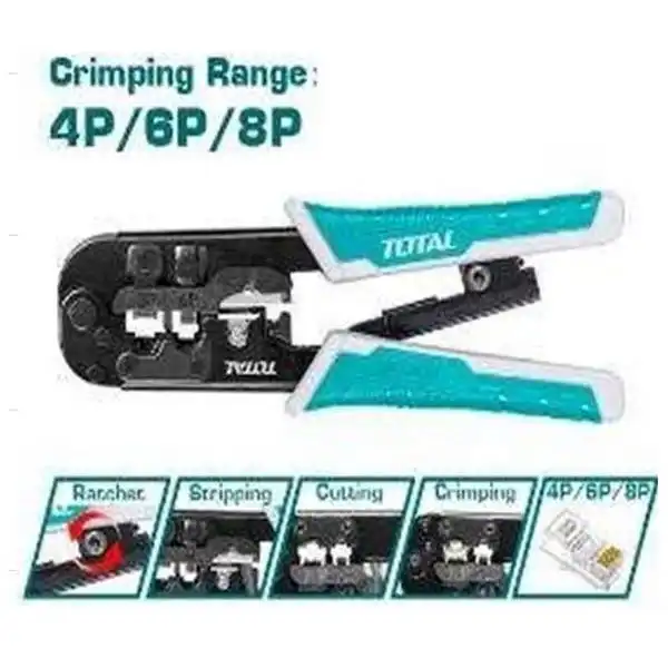 8 inch Kìm bấm đầu dây cáp mạng viễn thông Total TMPCN5468R