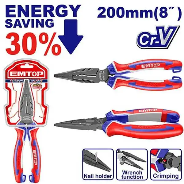 8 inch Kìm nhọn cao cấp Emtop EPLRL0821