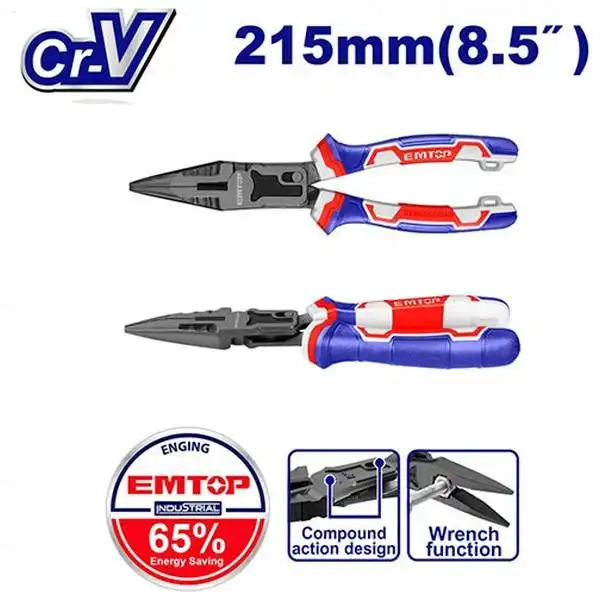8.5 inch Kìm nhọn cao cấp trợ lực 65% Emtop EPLRCL0851