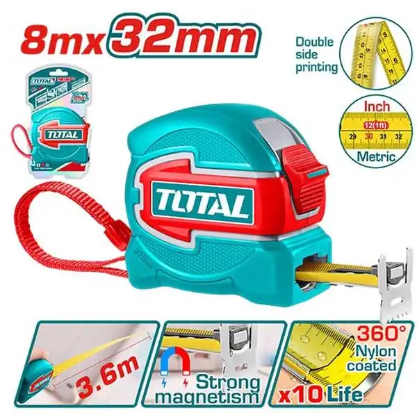 8m Thước cuộn thép hai mặt số (rộng 32mm) Total TMT80832