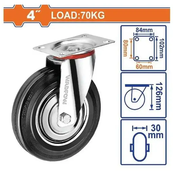 Bánh xe đẩy cao su cố định 4 inch WADFOW - WJL3341