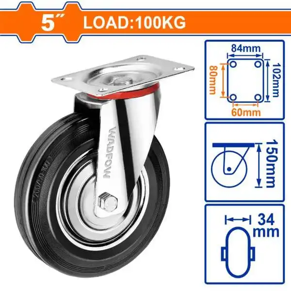 Bánh xe đẩy cao su cố định 5 inch WADFOW - WJL3351