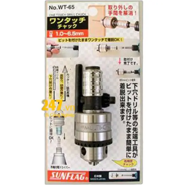 Bầu kẹp mũi khoan gắn một chạm 0.5~6.5mm WT-65 SunFlag