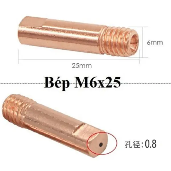 Bép hàn CO2 Black wolf M6x25x0.8mm P02A-004448 (1 cái)