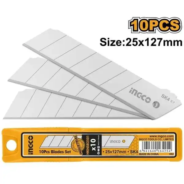 Bộ 10 Lưỡi Dao Rọc Giấy 25X127Mm HKNSB2501 INGCO