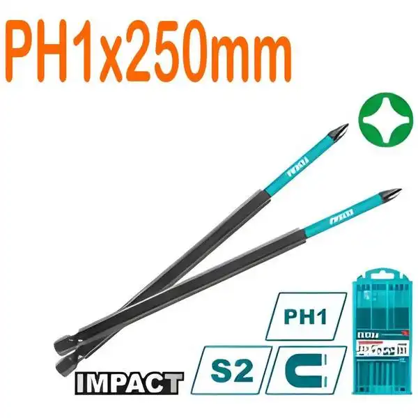 Bộ 10 mũi bắt vít PH1x250mm TACIM16PH1103 TOTAL