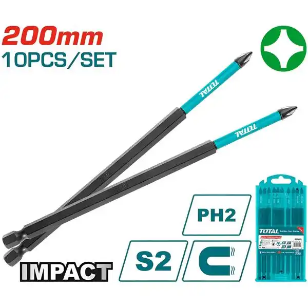 Bộ 10 mũi bắt vít PH2 x200mm TACIM16PH285 TOTAL