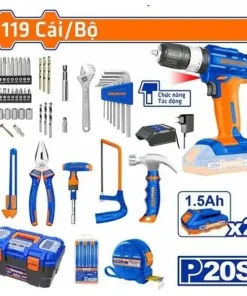 Bộ 119 món dụng cụ gồm Máy khoan búa dùng pin 20V (WCDP522) WADFOW - WDT1B119