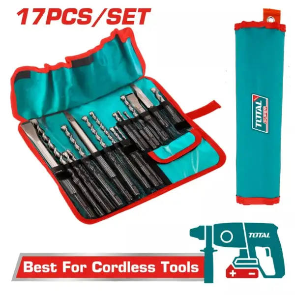 Bộ 17 mũi bê tông và mũi đục đầu gài SDS Plus Total TACSD91701