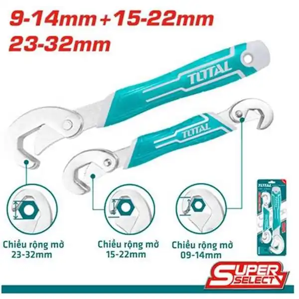 Bộ 2 mỏ lết đa năng TBWS09328 TOTAL
