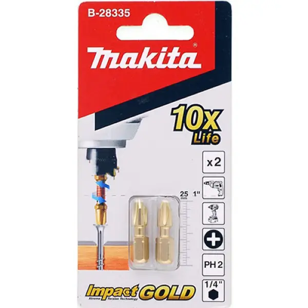 Bộ 2 mũi bắt vít (PH2x25mm) Makita B-28335