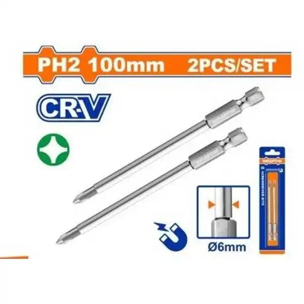 Bộ 2 Mũi Vít Bake Nối Dài Ph2X100Mm WSV9KPH2 WADFOW