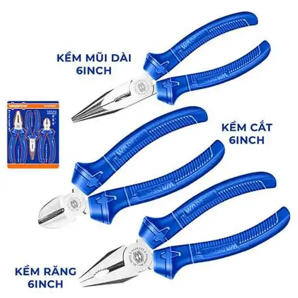 Bộ 3 kìm cắt, điện và mũi nhọn Wadfow WPS0623