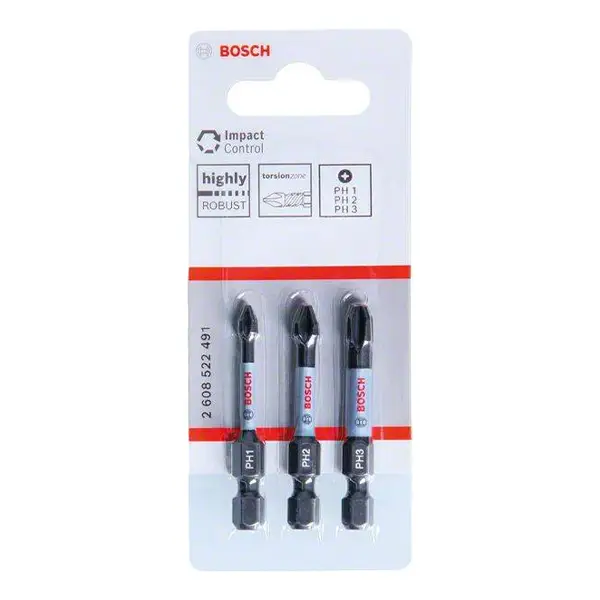 Bộ 3 mũi vít philips dài 50mm Bosch 2608522491