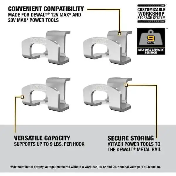 Bộ 4 cái móc treo máy pin DEWALT DWST82818 - CORDLESS HANG HOOK SET 4-PACK