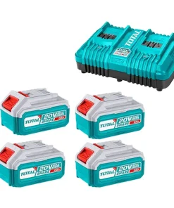 Bộ 4 Pin 20V 5.0Ah Và Sạc Nhanh 2 Cổng Total TFBCLI20245