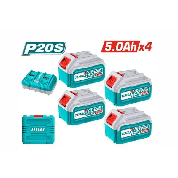 Bộ 4 pin TFBLI2053 và 1 sạc đôi TFCLI2034E dùng pin 20V TFBCLI20245 TOTAL