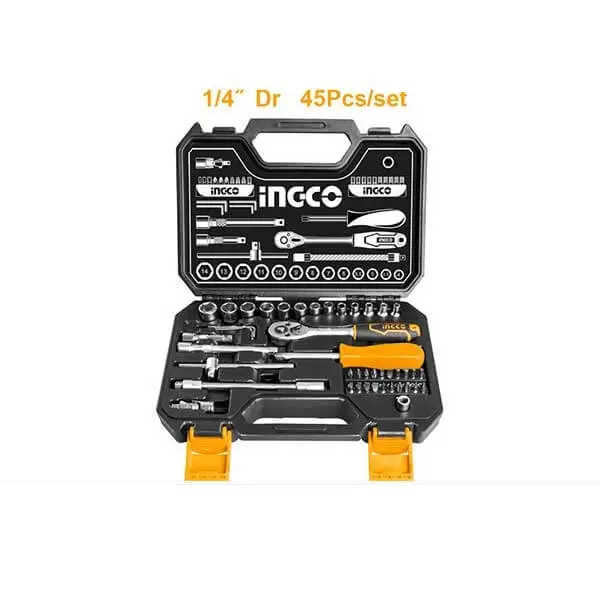 Bộ 45 đầu tuýp 1/4 inch và cần 2 chiều Ingco HKTS14451