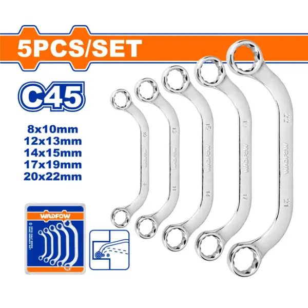 Bộ 5 cờ lê hai đầu vòng hình cung WadFow WFR3405