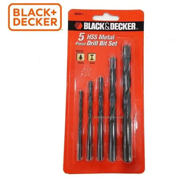 Bộ 5 mũi khoan sắt HSS Black & Decker A8030G