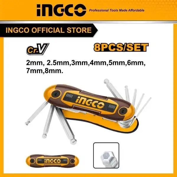 Bộ 8 Chìa Lục Giác Đầu Tròn HHK14082 INGCO