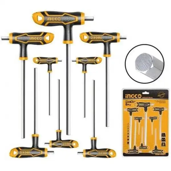 Bộ 8 Chìa Lục Giác Tay Cầm Chữ T HHKT8081 INGCO