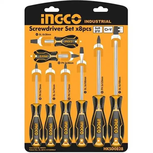 Bộ 8 tuốc nơ vít dẹp và bake đa năng INGCO HKSD0828