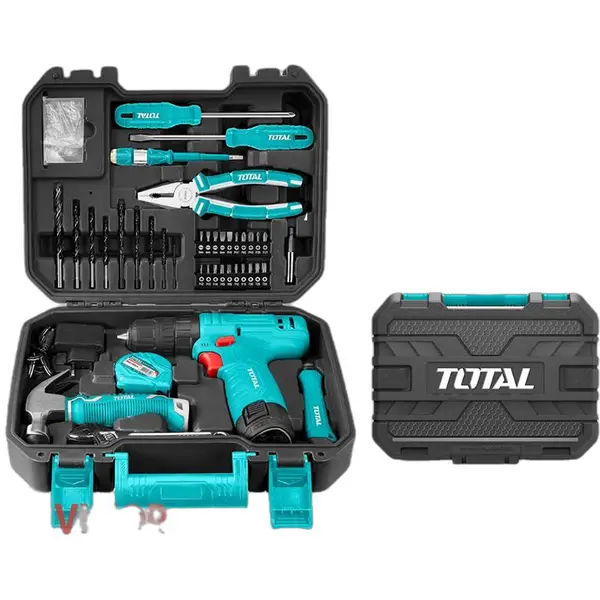 BỘ 81 CHI TIẾT GỒM MÁY KHOAN DÙNG PIN TOTAL 12V TDLI12415 - THKTHP10812