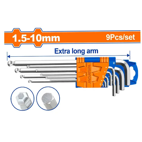 Bộ 9 chìa lục giác bi tròn dài 1.5-10mm WadFow WHK2292