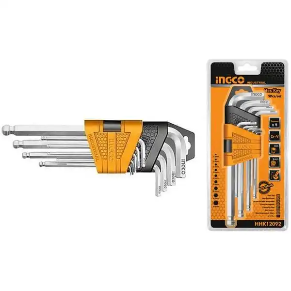 Bộ 9 Chìa Lục Giác Đầu Tròn HHK12092 INGCO