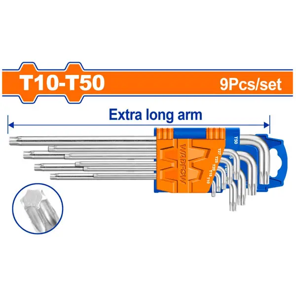 Bộ 9 chìa lục giác sao dài T10-T50 WadFow WHK3292