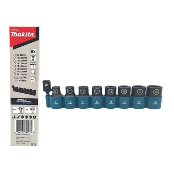 Bộ 9 món tuýp mở bu lông 1/2 inch Impact Black Makita E-16623