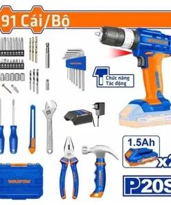 Bộ 91 món dụng cụ gồm Máy khoan búa dùng pin 20V (WCDP522) WADFOW - WDT1B90