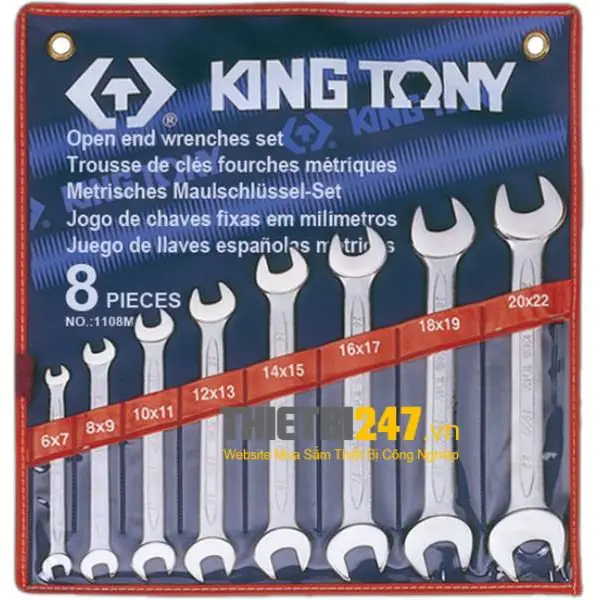 Bộ cờ lê 2 đầu miệng Kingtony 1108MR 6~22mm 8 cái