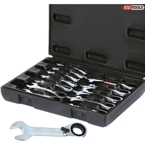 Bộ cờ lê tự động lắc 8-19 mm thân ngắn 503.4652 KSTools