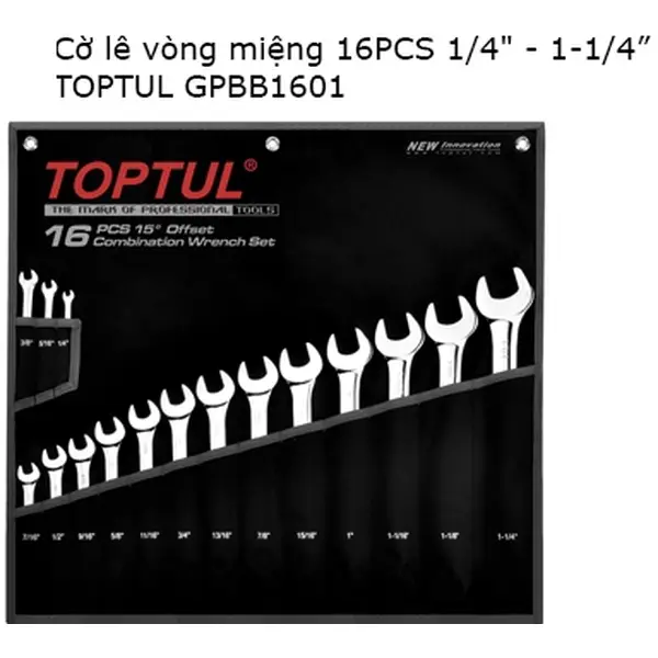 Bộ cờ lê vòng miệng 16 món TOPTUL GPBB1601