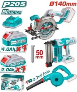 Bộ combo máy cưa đĩa tròn không chổi than TSLI1402 & máy thổi bụi TABLI20028 & máy bắn đinh TBNLI5005 dùng pin 20V TOSLI240683 TOTAL