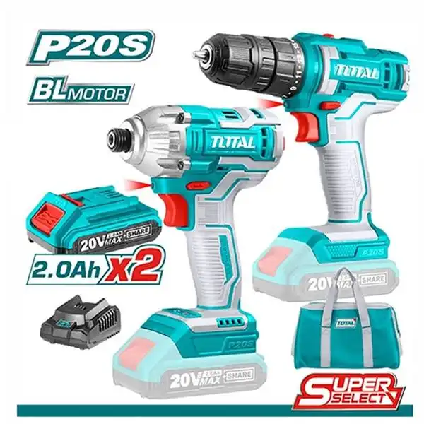 Bộ combo máy khoan TDLI20051 và máy siết vít TIRLI2017 dùng pin 20V TCKLI2016 TOTAL