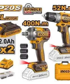 Bộ Combo Máy Khoan & Máy Siết Bu Lông Dùng Pin 20V CKLI20271 INGCO