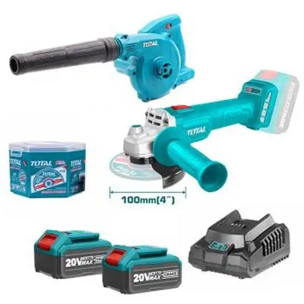 Bộ combo máy mài góc TAGLI20107 và thổi bụi TABLI20018 dùng pin 20V TOSLI2211310 TOTAL