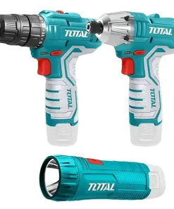 Bộ combo máy siết vít TIRLI1201, máy khoan TDLI12325 và đèn TWLI1223 dùng pin 12V TKLI1203 TOTAL