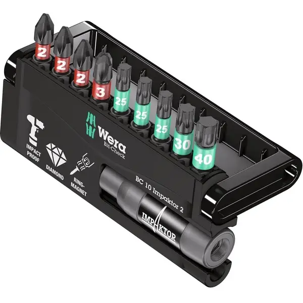 BỘ ĐẦU BIT IMPAKTOR CHO TUA VÍT IMPACT, 10 CHIẾC WERA 05057682001