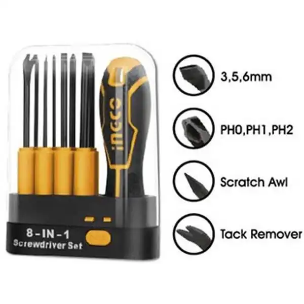 Bộ đầu tuốc nơ vít 8 chi tiết INGCO AKISD0901