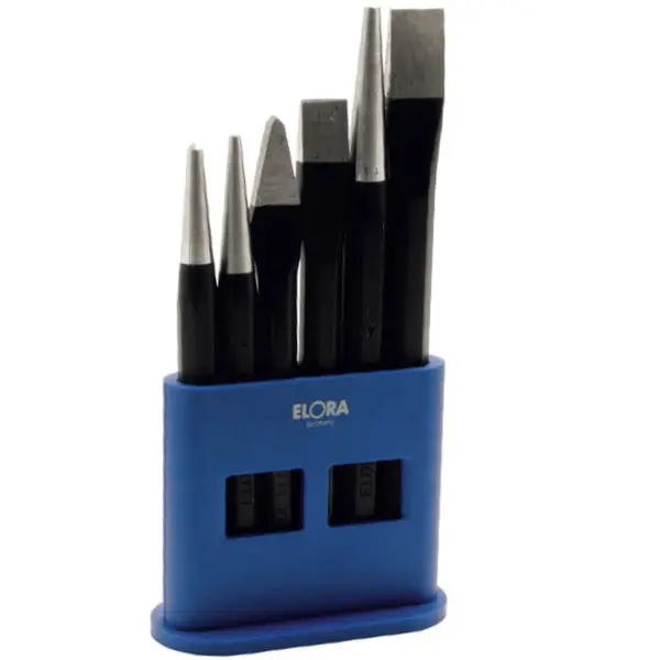 Bộ đột 6 chi tiết ELORA 266KS, gồm đục bằng, tam giác, nhọn